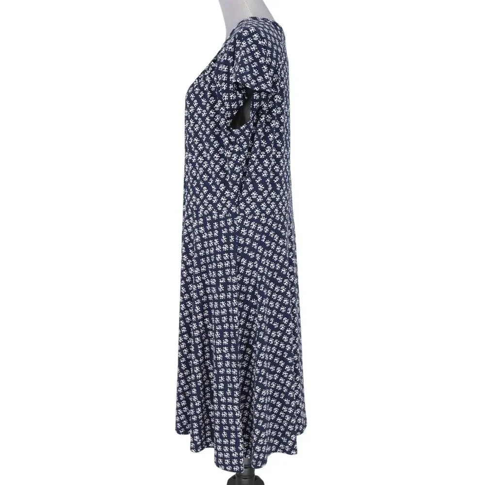 Michael Kors Dress Plus Size 1X Navy Blue Print Stretch Knit Zipper Career New